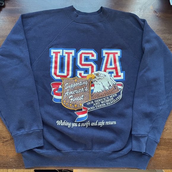 Vintage! USA Navy Blue Sweatshirt size Large - Picture 1 of 9